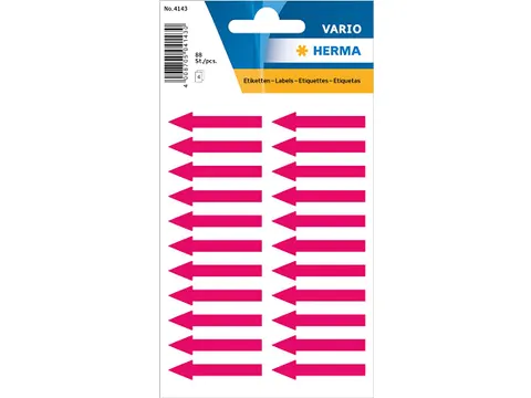 Etiket Herma 4143 38x7mm Pijlen Fluor Rood 88 stuks