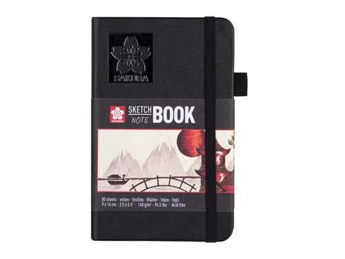 Schetsboek Sakura 80 witte vellen 140gr 90x140mm zwart