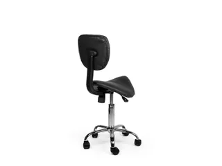 Zadelkruk Office rugleuning laag harde wielen zwart - 5