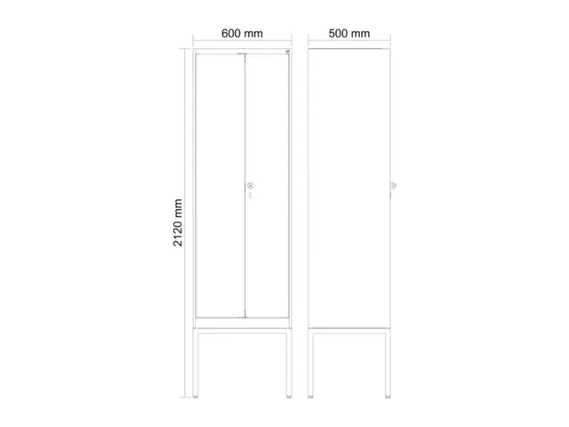 locker voor scheiding van kleding,HxBxD 2120x600x500mm,2vak