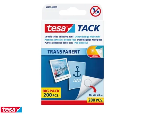 Dubbelzijdige kleefpads Tesa tack transparant 200stuks