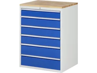 ladekast 1035x770x650mm 6laden cilinderslot RAL7035 RAL5010 beuken - 1