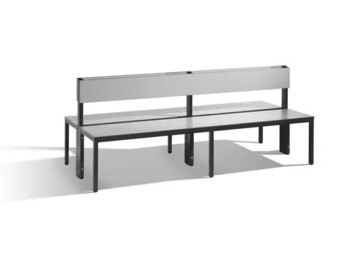 omkleedbank,HxLxD 796x2000x760mm,HPL zilvergrijs,frame staal RAL7021