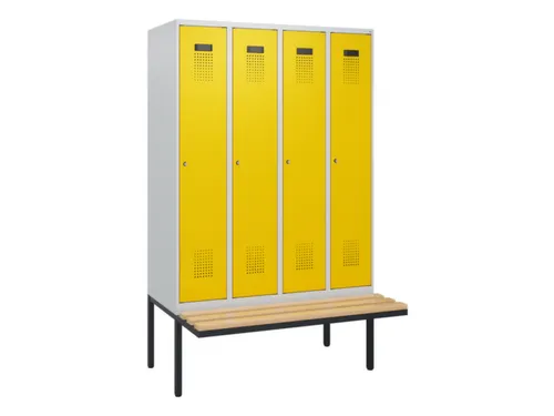 locker met bank,HxBxD 1950x1200x815mm,4vak,vak B 300mm,cilinderslot