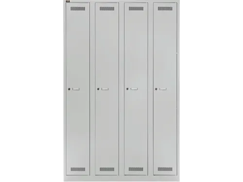 garderobekast,HxBxD 1850x1200x500mm,4vak,cil.-slot,romp lichtgrijs
