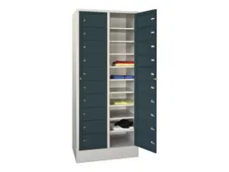 Wasgoedkast 1850x770x500 2x10 Vakken Sokkel Ral7035 Front Ral7016