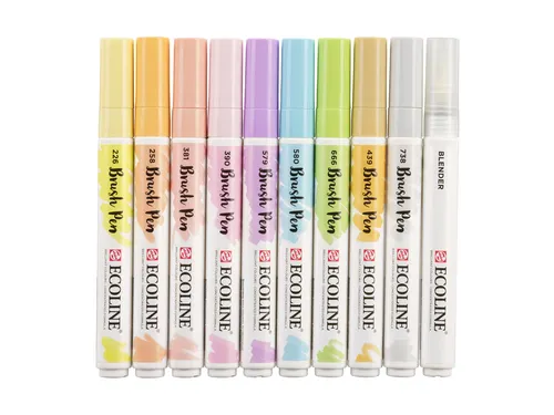 Brushpen Talens Ecoline Pastel blister à 10 stuks assorti