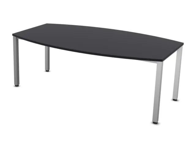 vergadertafel HxBxD 74x200x120cm vatvormig CC-zwart alu