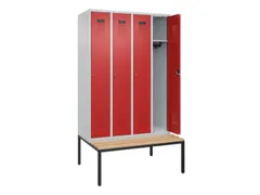 locker met bank,HxBxD 2120x1200x815mm,4vak,vak B 300mm,cilinderslot