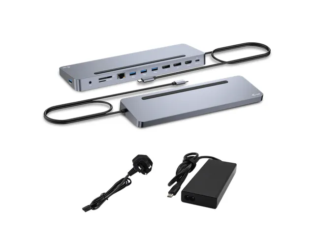 USB-C Metal Ergonomic 3x 4K Display Docking Station + Power Delivery 1