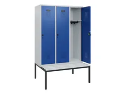 locker met bank,HxBxD 1950x1200x815mm,3vak,vak B 400mm,draaigrendel
