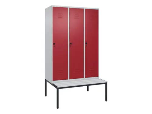locker met bank,HxBxD 2120x1200x815mm,3vak,vak B 400mm,draaigrendel
