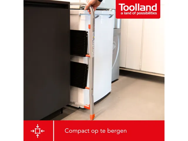 Huishoudtrap met hoge beugel 2 treden antislip inklapbaar tot 150 kg