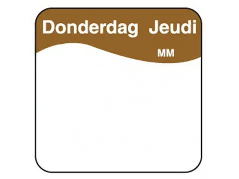 Daymark Label Dagetiket Oplosbaar Donderdag 25mm, rol 500 Stuks