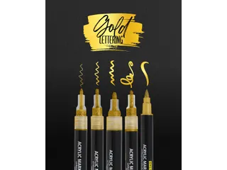 Acrylmarker Online lettering 5 breedtes goud - 4