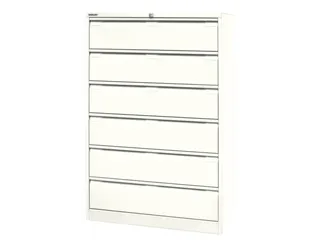 fichekast,HxBxD 1321x800x622mm,drie banen,6lade(n),romp wit,front wit - 4
