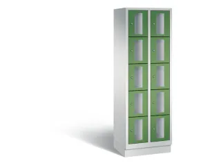 Lockerkast 1800x610x500mm 2x5 vakken Cilinderslot, Sokkel, RAL6011 - 2