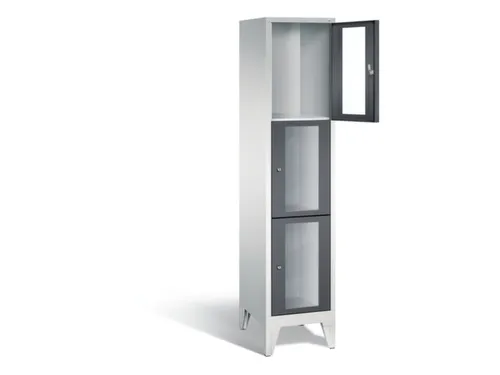 lockerkast 1850x420x500mm 1x3 vakken Cilinderslot Poten, RAL7021