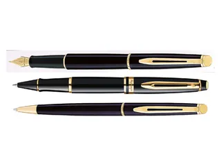 Balpen Waterman Hemisphere Black lacquer GT Medium Blauwe inkt - 2