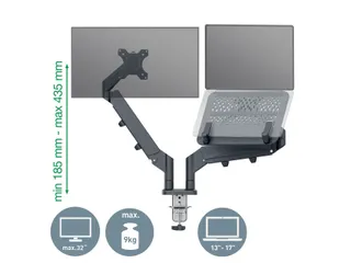Monitor- en laptoparm Leitz Ergo ruimtebesparend dubbel donkergrijs - 11