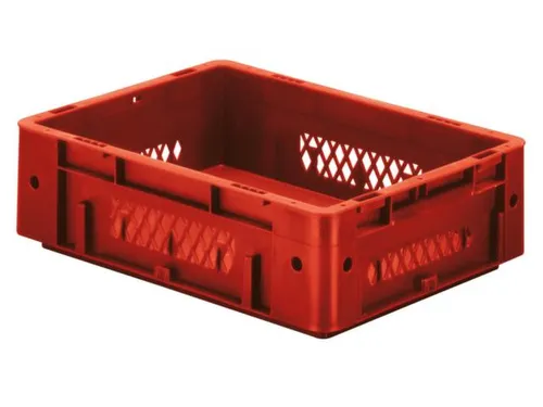 Euronorm Stapelkrat 120x400x300mm 9.2l Opengewerkt/Bodem Gesl. Rood