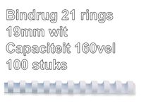 Bindrug Fellowes 19mm 21-rings A4 wit 100stuks