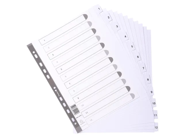 Tabbladen karton 160g A4+ 1-12 wit