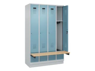 locker met bank,HxBxD 1950x1200x815mm,4vak,vak B 300mm,cilinderslot - 1