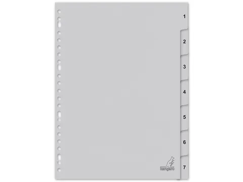 Tabblad ECO Kangaro A4 cijfers 180 grams grijs karton 23-gaats 7-delig