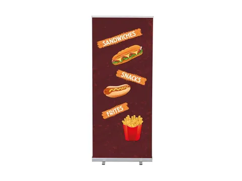 Roll-Banner 85x200 complete set met print "Sandwiches Snacks Frites"