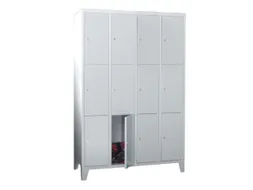 lockerkast,HxBxD 1850x1600x500mm,4x3vakken,RAL7035,front RAL7016