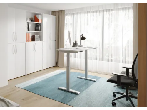 Elektrisch Zit-sta Bureau 720-1190x1200x670mm Wit blad T-voet zilver