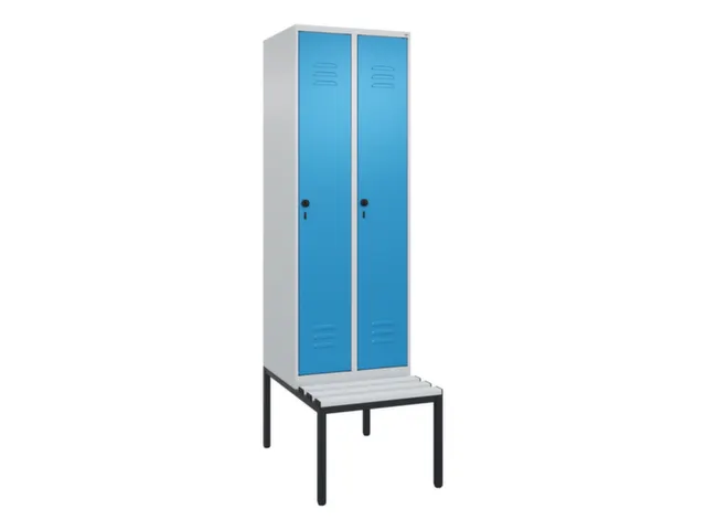locker met bank,HxBxD 2120x600x815mm,2vak,vak B 300mm,draaigrendel