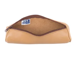 Pennenetui Oxford 22x6cm leer rond naturel - 2