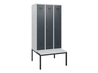 locker met bank,HxBxD 1950x900x815mm,3vak,vak B 300mm,cilinderslot - 2