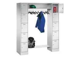 personeelsgarderobe cil.slot 1950x1500x500mm 2x5 vakken 300mm RAL7035