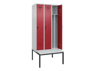 locker met bank,voor scheiding van kleding,HxBxD 2120x900x815mm,3vak - 1