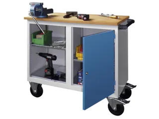 werkbank,verrijdbaar,HxBxD 915x1090x600mm,RAL7035,front RAL5012 - 3
