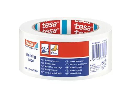 Markeringstape Tesa 60760 PVC 50mmx33m wit