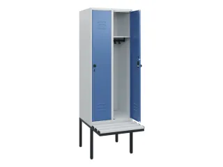 locker met bank,HxBxD 1950x600x815mm,2vak,vak B 300mm,draaigrendel - 2