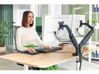 Monitorarm Leitz Ergo ruimtebesparend dubbel donkergrijs - 15
