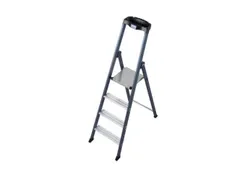 trapladder,eenzijdig,4treden,bordes met profiel,Stand H 0,85m