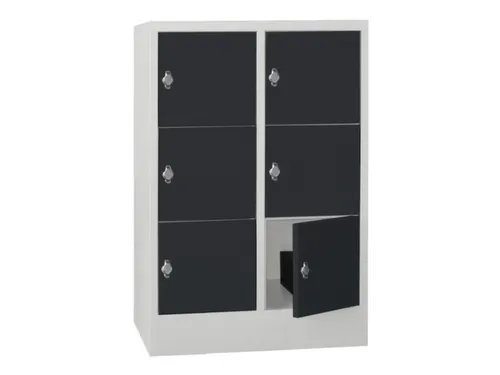 lockerkast,HxBxD 1187x800x500mm,2x3vakken,RAL7035,front RAL7016