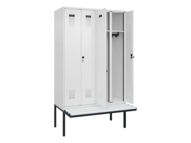locker met bank,voor scheiding van kleding,HxBxD 2120x1200x815mm,4vak