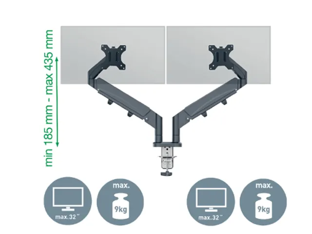 Bras double écran Leitz Ergo Faible encombrement