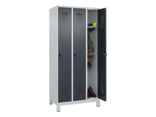 locker,HxBxD 1950x900x500mm,3vak,vak B 300mm,draaigrendel,voeten