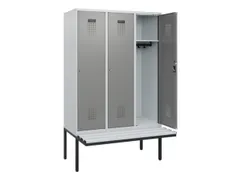 locker met bank,HxBxD 1950x1200x815mm,3vak,vak B 400mm,cilinderslot