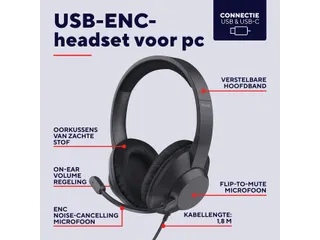 Trust Ayda Max USB-headset met ENC Bedrade hoofdtelefoon Zwart - 5