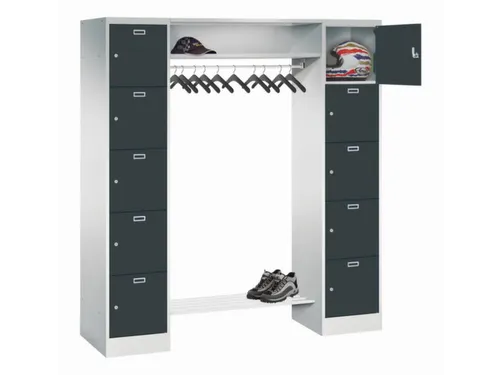 personeelsgarderobe cil.slot 1950x1700x500mm 2x5 vakken 400mm RAL7016