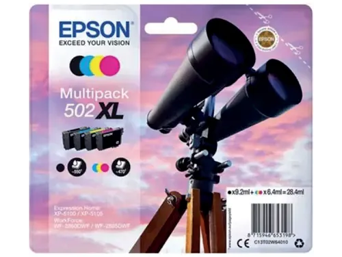 Epson 502XL T02W6 Inktcartridges Zwart + 3 Kleuren XL